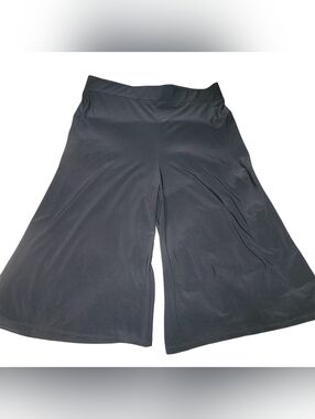 Frank Lyman Women's Wide-Leg Cropped Pull-On Black Pants Size 14